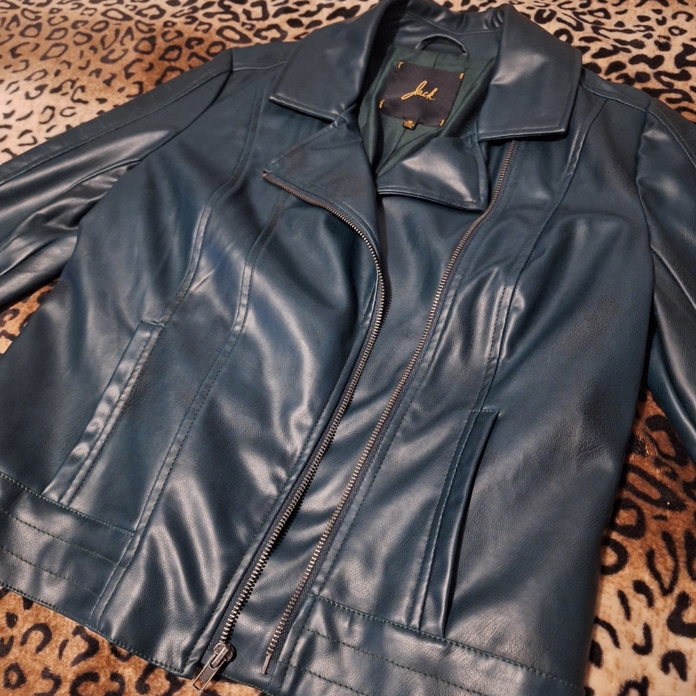 NWOT Green Faux Leather Jacket